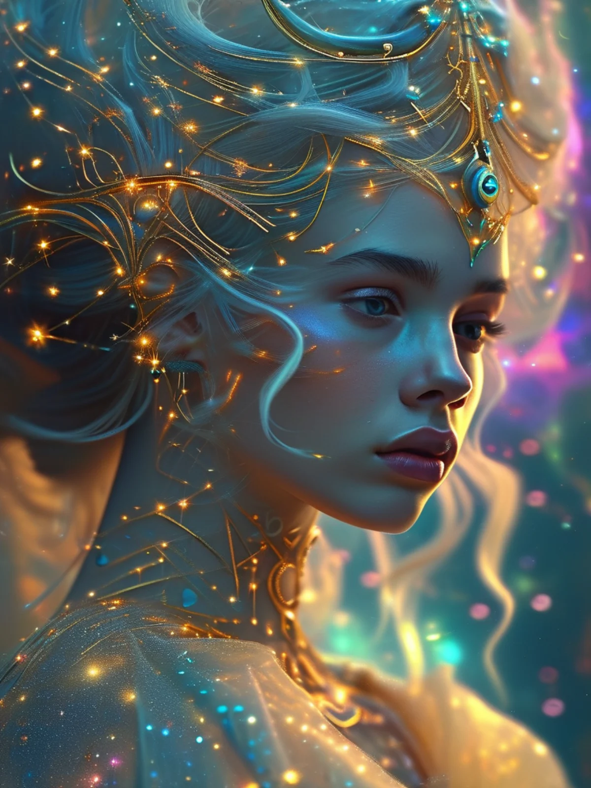 A luminous fantasy character portrait