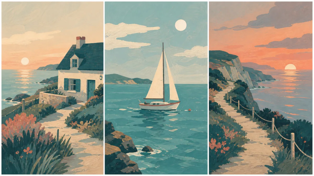 Coordinated illustration series sharing one palette and visual style